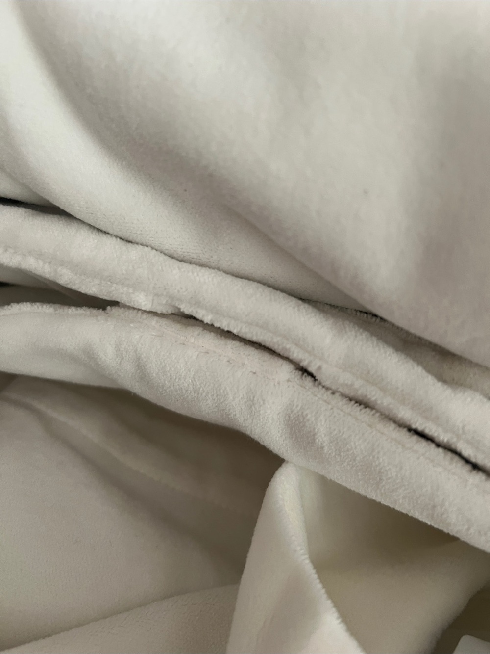 Quince Cotton Velvet Room Darkening Curtain in Ivory 48x108 - Picture 2 of 3